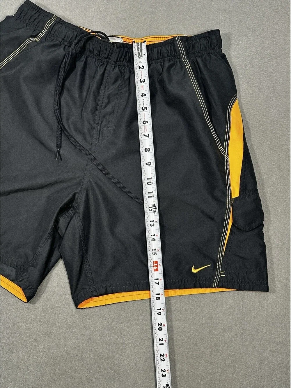 Nike Mens Swim Trunks Black Yellow Lined Board Shorts XL Drawstring